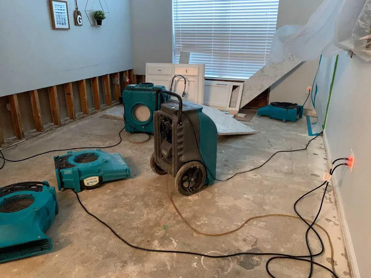 Dehumidifier in flood-cut room for Water Extraction & Removal in Clear Lake